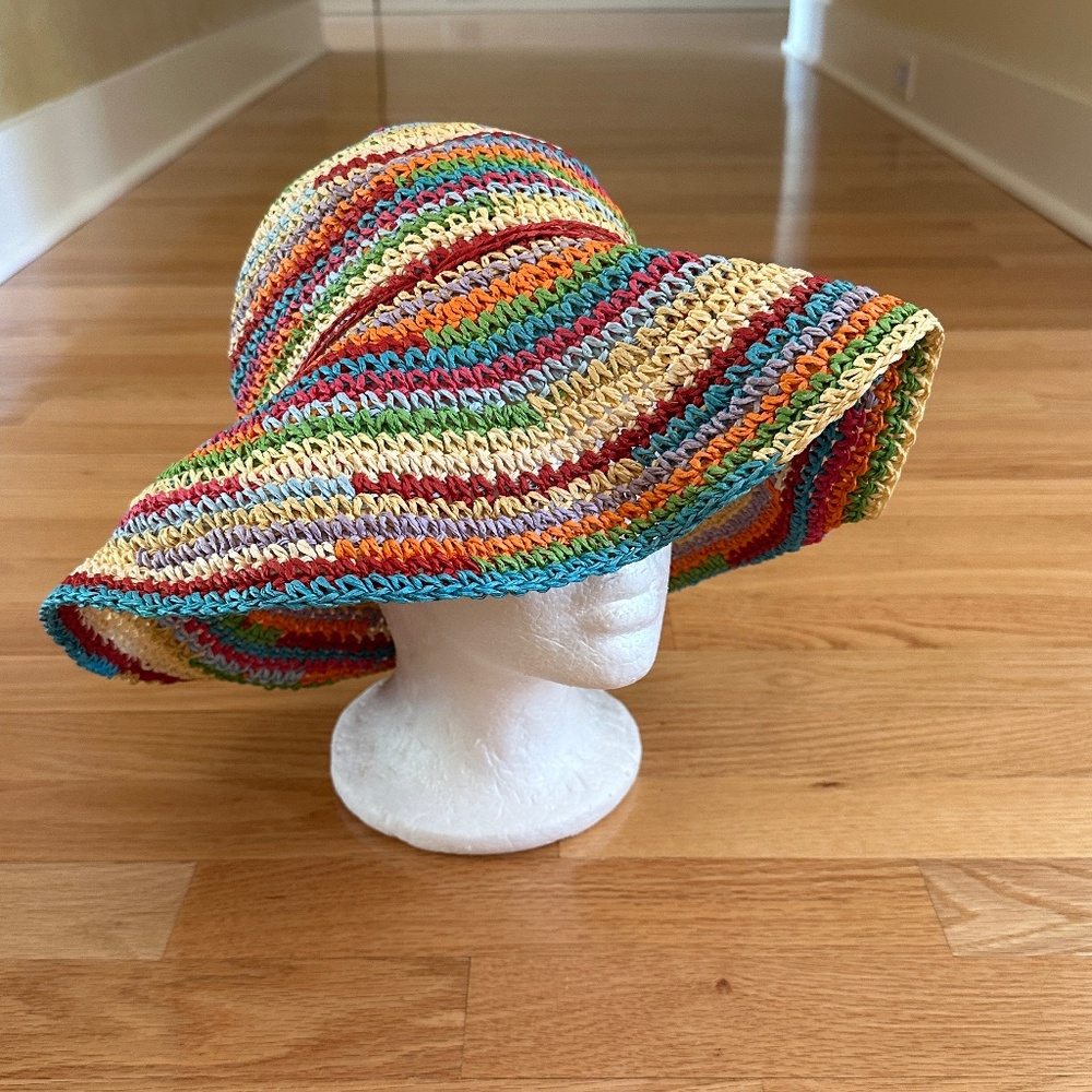 Multicolor Crochet Sun Hat - Women's Beach Straw-Style Hat